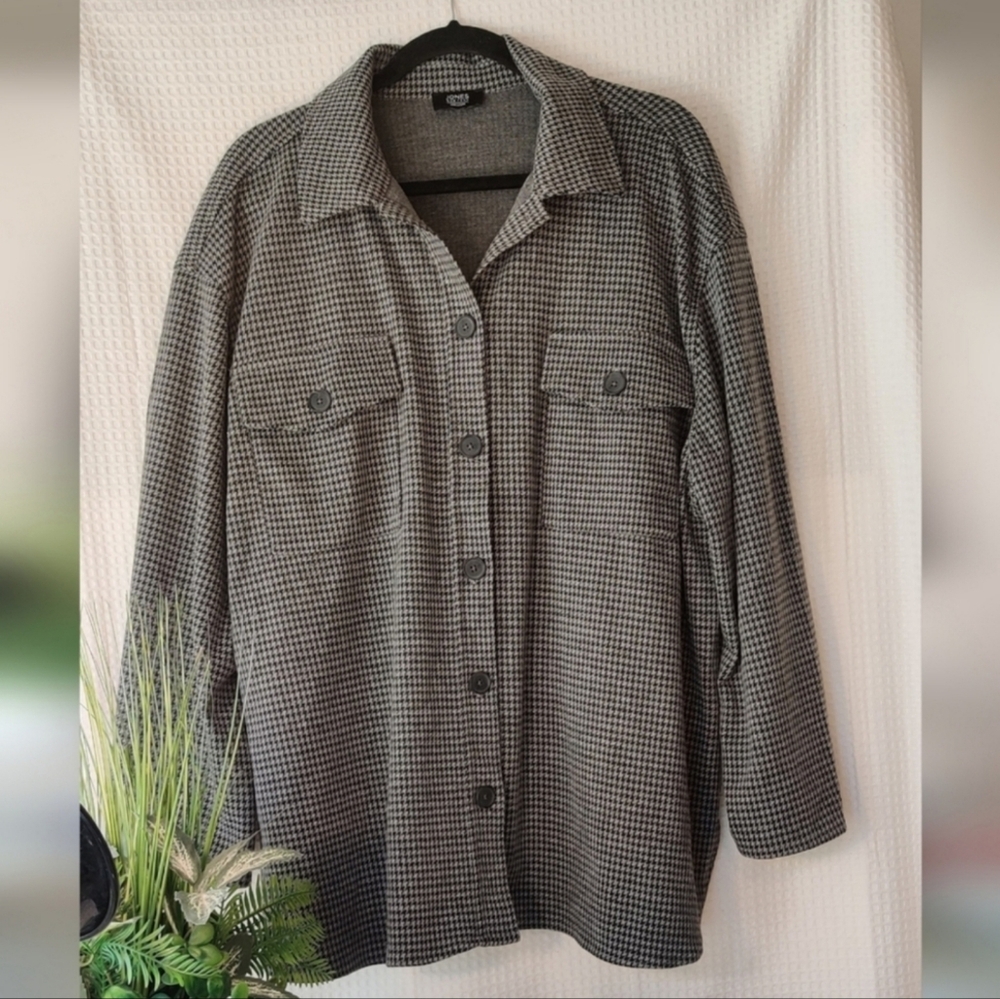Jones New York  Men's Houndstooth Pattern Long Sleeve Shirt/Jacket Size XXL
